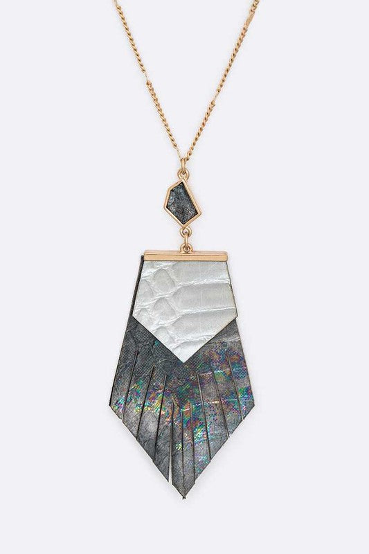 Women's Genuine Leather Dainty Pendant Necklace Set