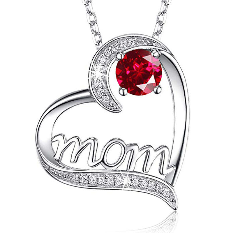 Women's Mom Heart Claw Necklace with Zircon