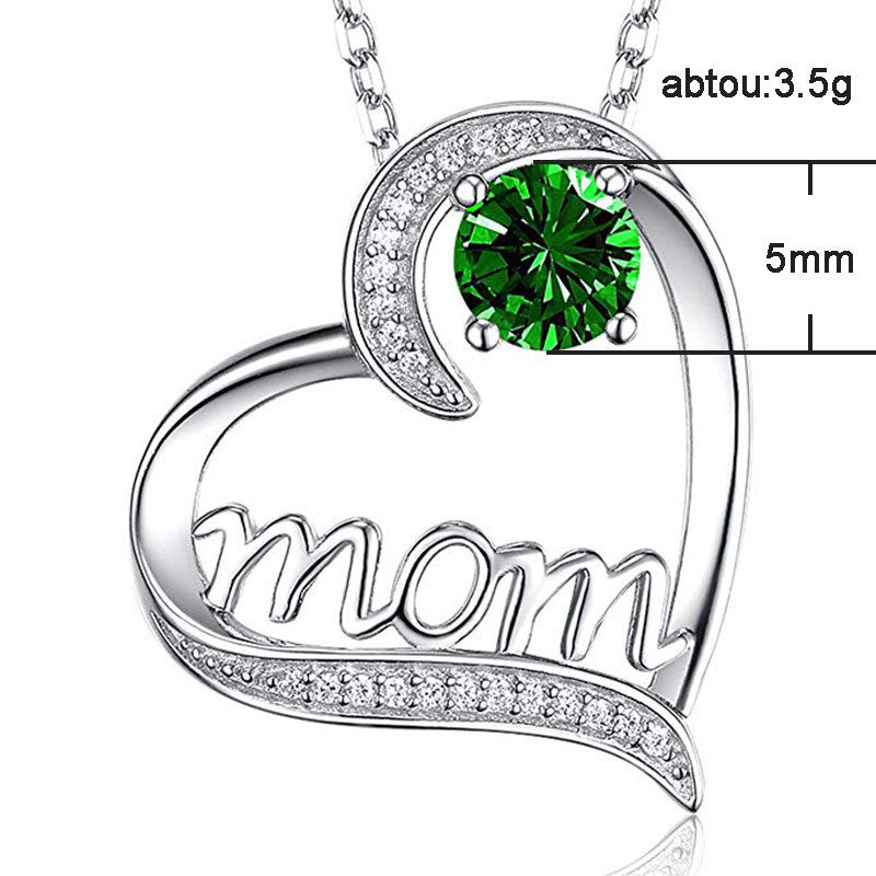 Women's Mom Heart Claw Necklace with Zircon