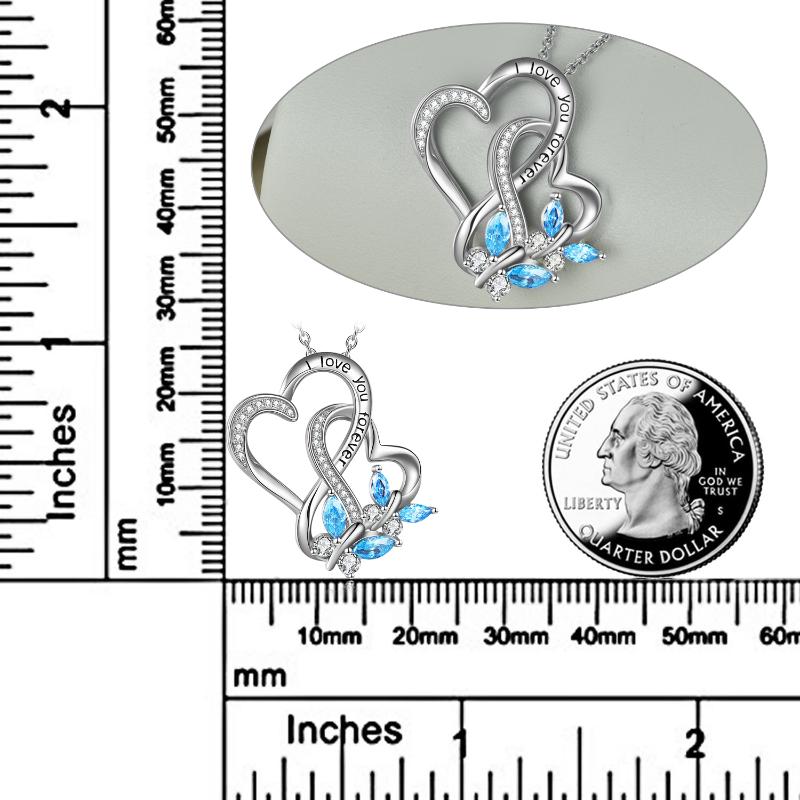 Butterfly Heart Necklaces for Women Girls Sterling Silver