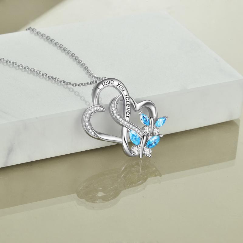 Butterfly Heart Necklaces for Women Girls Sterling Silver