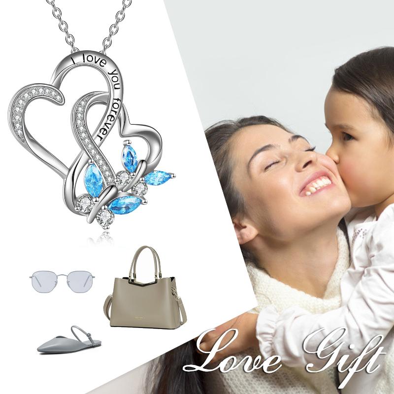 Butterfly Heart Necklaces for Women Girls Sterling Silver