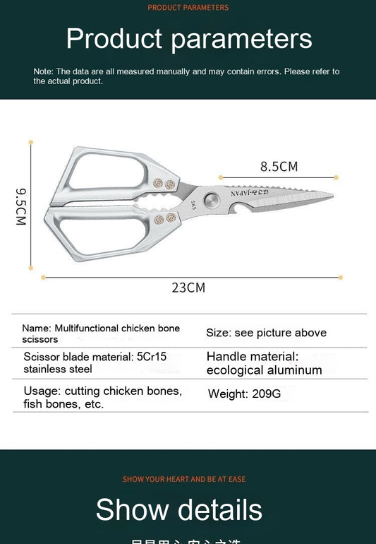 Kitchen Scissors Multi-functional Stainless Steel Household Scissors For Cutting Chicken And Fish Special Shears