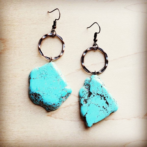 Women's Blue Turquoise Chunky Earrings