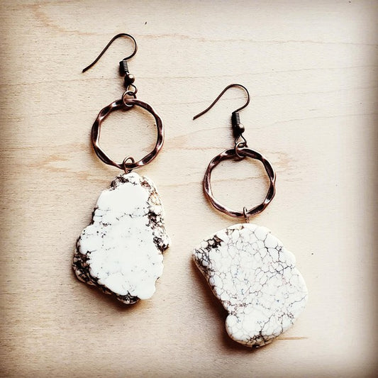 Women's White Turquoise Chunky Earrings