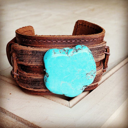 Genuine Turquoise Stone Cuff