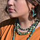 Triple Strand Turquoise & Copper Collar Necklace