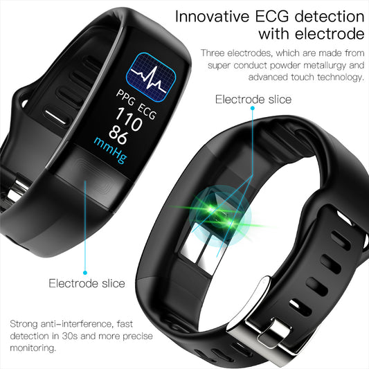 Body Temperature Smart Bracelet ECG Heart Rate Blood Pressure Blood Oxygen Health Test Sleep Exercise Waterproof