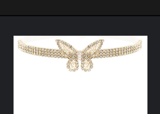 Women's Cubic Zirconia Butterfly Charm Choker Necklace