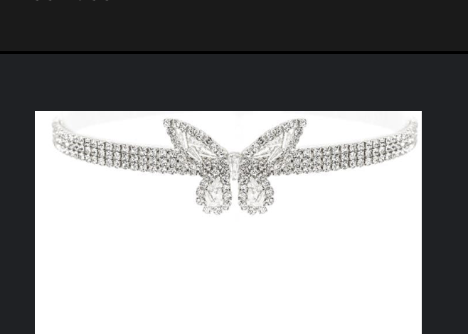 Women's Cubic Zirconia Butterfly Charm Choker Necklace