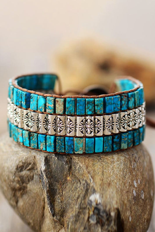 Women's Handmade Triple Layer Natural Stone Bracelet