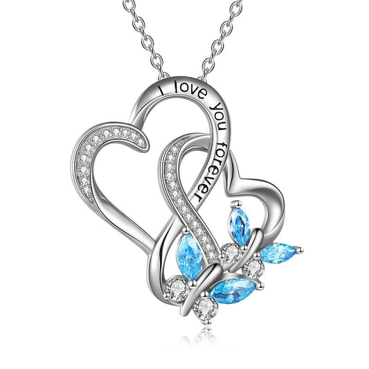 Butterfly Heart Necklaces for Women Girls Sterling Silver