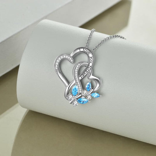 Butterfly Heart Necklaces for Women Girls Sterling Silver