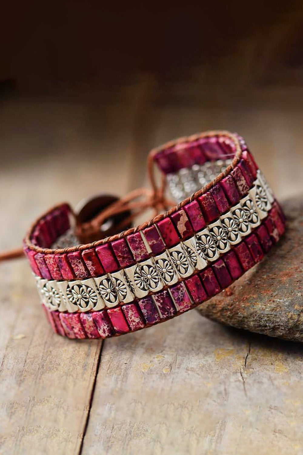 Women's Handmade Triple Layer Natural Stone Bracelet