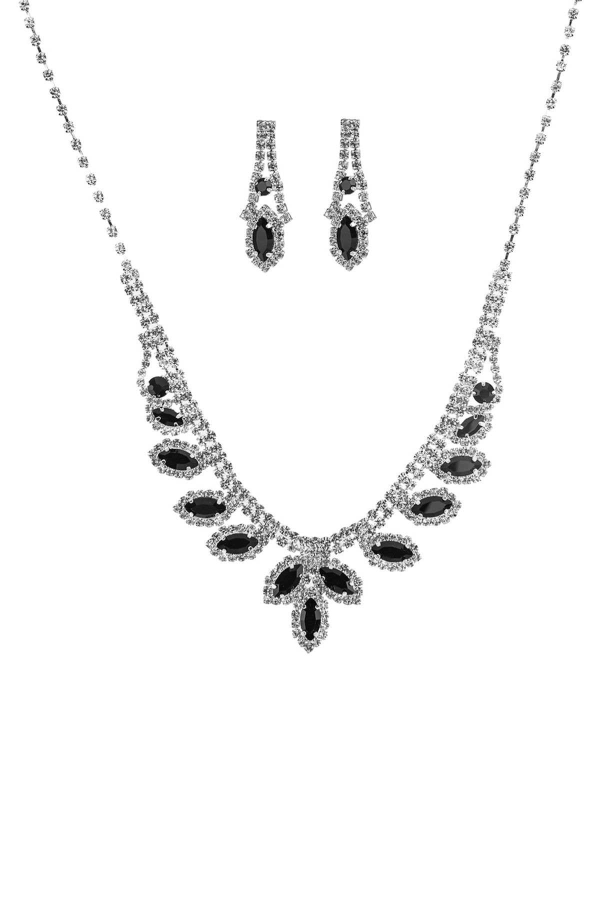 Women's Rhinestone Marquise Wedding Necklace And Earring Set