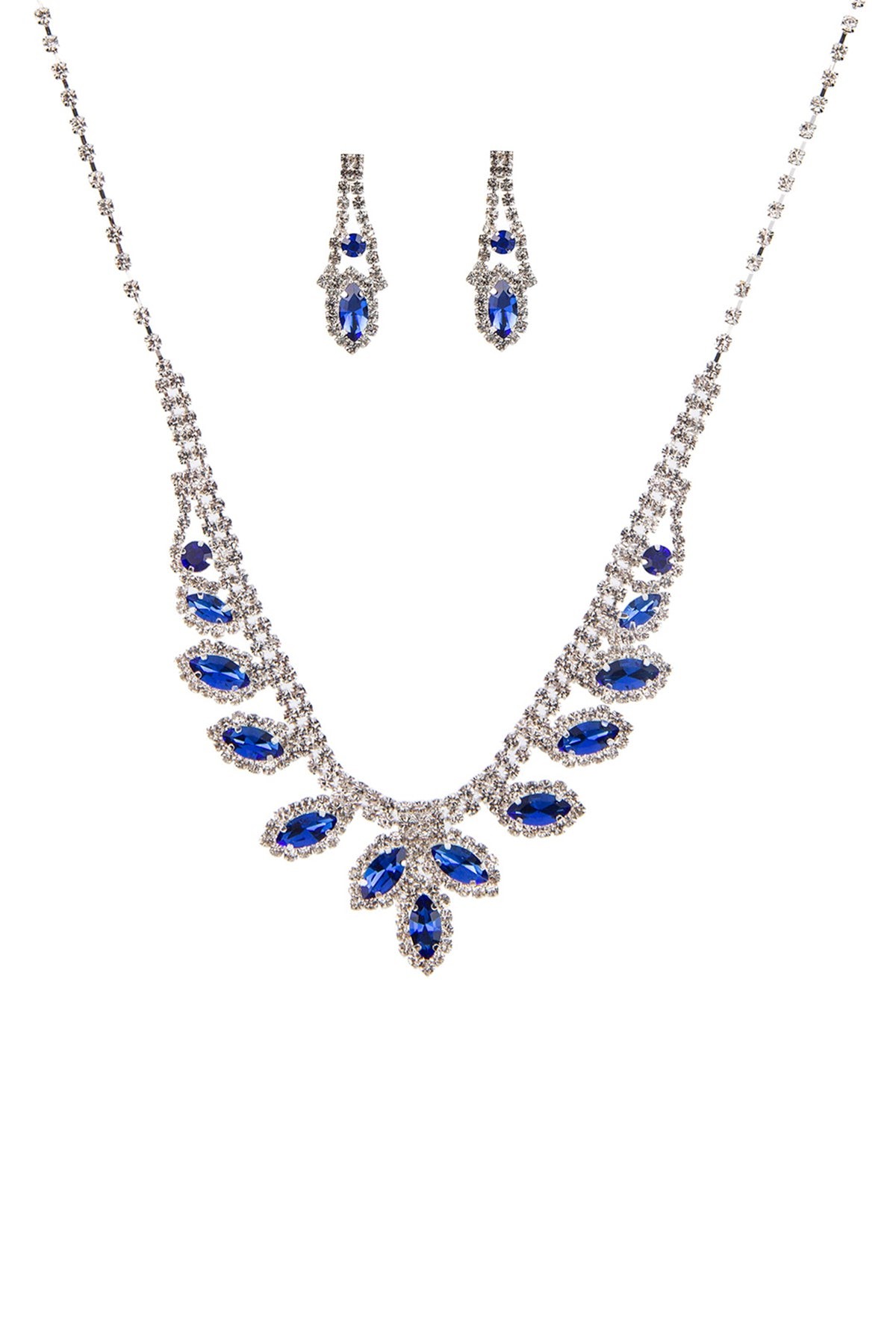 Women's Rhinestone Marquise Wedding Necklace And Earring Set