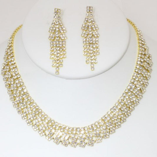 Women's Rhinestone Necklace Earring Set