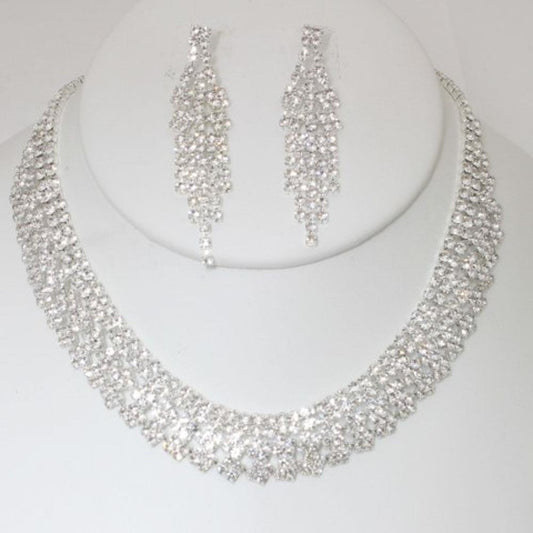 Women's Rhinestone Necklace Earring Set